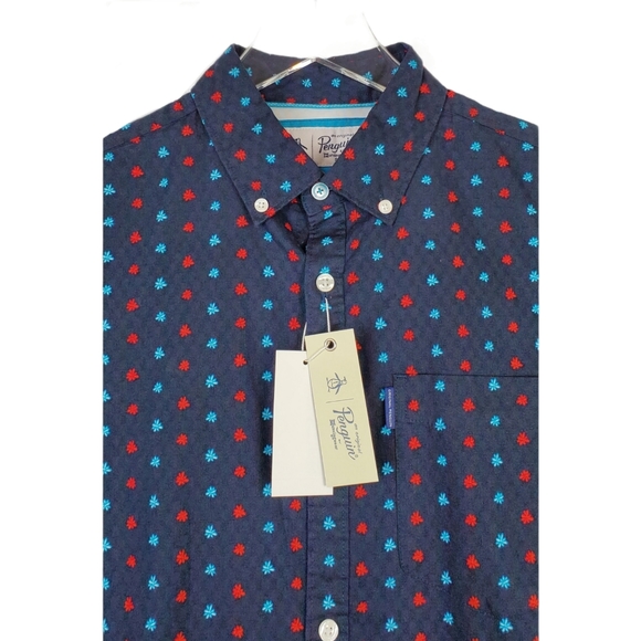 NWT Original penguin floral sapphire button shirt - Picture 6 of 14
